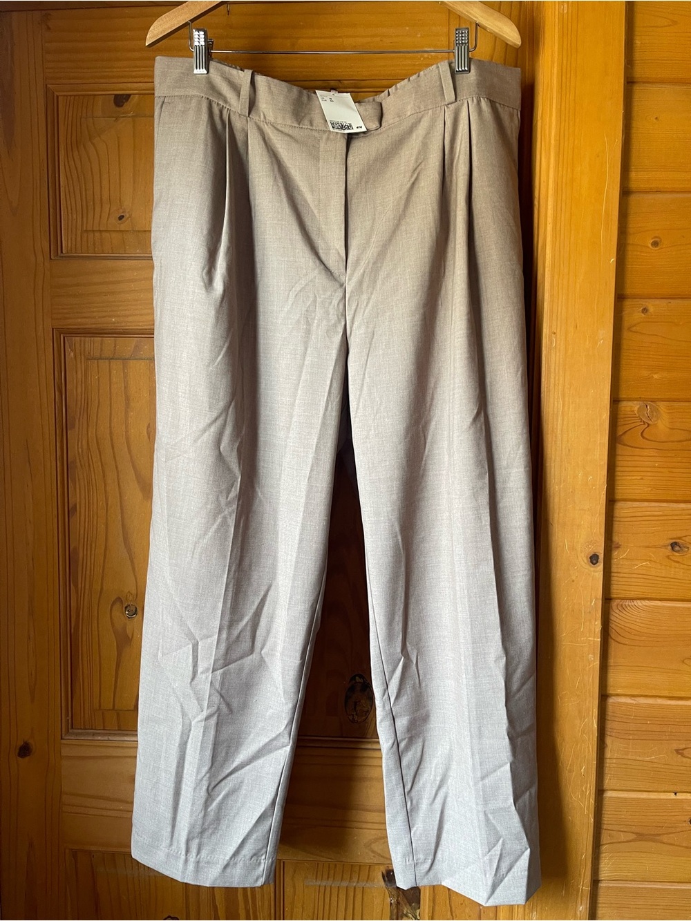 H&M Straight-Leg Trousers in Light Taupe